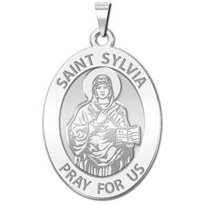 Saint Sylvia Religious Medal  OVAL  EXCLUSIVE 