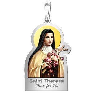 Saint Theresa Outlined Religious Medal  Color EXCLUSIVE 