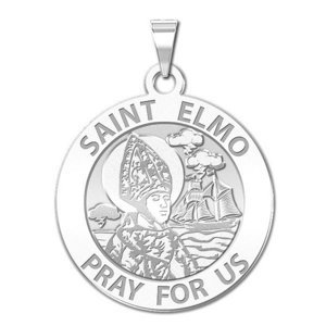 Saint Elmo Round Religious Medal   EXCLUSIVE 