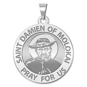 Saint Damien of Molokai Round Religious Medal   EXCLUSIVE 
