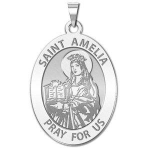 Saint Amelia Religious Medal   Oval  EXCLUSIVE 