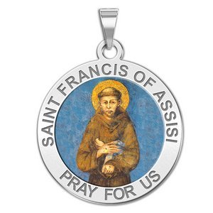 Saint Francis of Assisi Round Religious Medal  Color EXCLUSIVE 