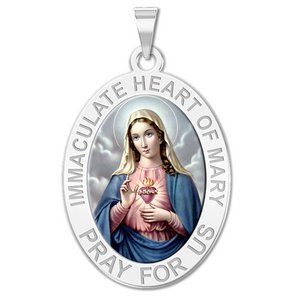 Immaculate Heart of Mary Oval Religious Medal  Color EXCLUSIVE 