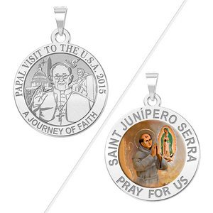 Double Sided Saint Junipero Serra   Pope Francis Papal Visit Washington DC Religious Medal  EXCLUSIVE 