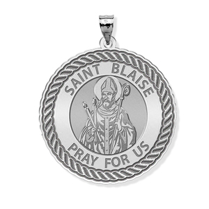Saint Blaise Round Rope Border Religious Medal