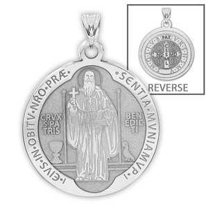 Saint Benedict Round Religious Medal  EXCLUSIVE 