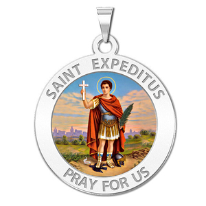 Saint Expeditus Round Religious Medal Color