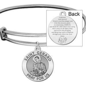 Expandable Bracelet W  Saint Gerard Charm    Expecting Mother Prayer  in Color or Laser Struck
