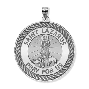 Saint Lazarus Round Rope Border Religious Medal
