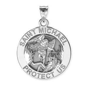 Saint Michael Round Religious Medal   EXCLUSIVE 