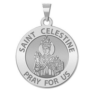Saint Celestine Round Religious Medal  EXCLUSIVE 