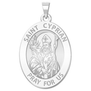 Saint Cyprian OVAL Religious Medal   EXCLUSIVE 