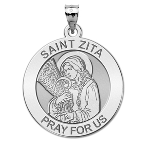 Saint Zita Round Religious Medal   EXCLUSIVE 