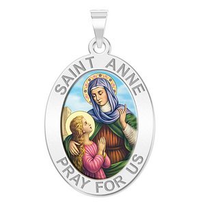 Saint Anne Oval Religious Medal  Color EXCLUSIVE 