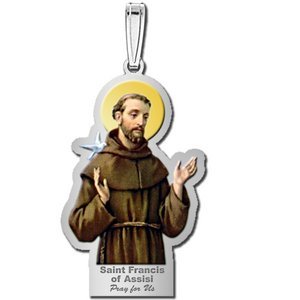 Saint Francis of Assisi Outlined Religious Medal   Color EXCLUSIVE 