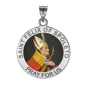 Saint Felix of Spoleto Round COLOR Religious Medal   EXCLUSIVE 