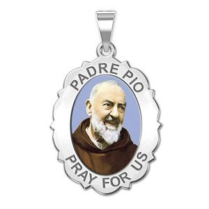 Padre Pio   Scalloped OVAL  Color EXCLUSIVE 