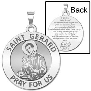 Saint Gerard Round  Expecting Mother  Prayer Double Sided Religious Medal