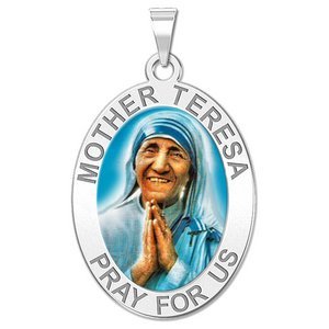 Mother Teresa   Oval Religious Medal  Color EXCLUSIVE 