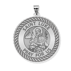 Saint Luke Round Rope Border Religious Medal