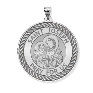 Saint Joseph Round Rope Border Religious Medal