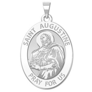 Saint Augustine of Hippo Oval Religious Medal  EXCLUSIVE 