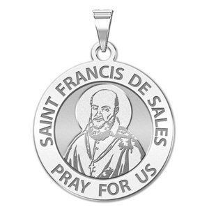 Saint Francis de Sales Round Religious Medal   EXCLUSIVE 
