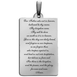 Rectangle with  Lord s Prayer  Script Pendant
