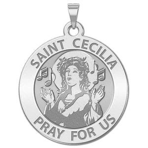 Saint Cecilia Round Religious Medal  Singing     EXCLUSIVE 