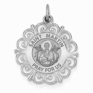 Saint Martin Round Filigree Religious Medal   EXCLUSIVE 