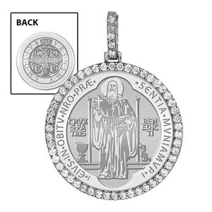 Large Saint Benedict Diamond Round Religious Jubilee Medal    EXCLUSIVE 