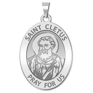 Saint Cletus Religious Medal   Oval  EXCLUSIVE 