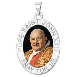 Pope Saint John XXIII Oval Religious Medal  Color EXCLUSIVE 