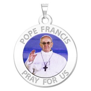 Pope Francis Religious Medal Round Color  EXCLUSIVE 