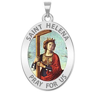 Saint Helena Oval Religious Color Medal   EXCLUSIVE 