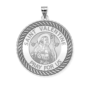Saint Valentine Round Rope Border Religious Medal