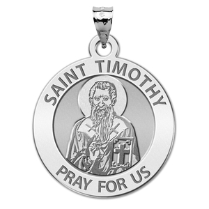 Saint Timothy Round Religious Medal   EXCLUSIVE 