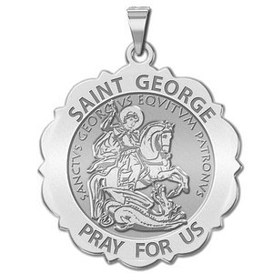 Saint George Scalloped Round Religious Medal  EXCLUSIVE 
