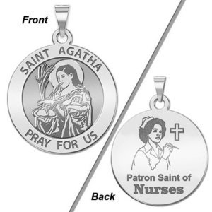 Saint Agatha  Nurse  Round Religious Medal   EXCLUSIVE 