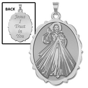 Divine Mercy Doubled Sided Scalloped Oval Religious Medal  EXCLUSIVE 