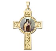 Saint Theresa Cross Religious Medal  Color EXCLUSIVE 