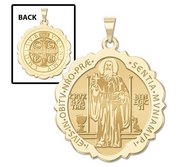 Saint Benedict Scalloped Round Religious Medal  EXCLUSIVE 