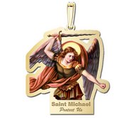 Saint Michael Outlined Religious Medal   Color EXCLUSIVE 