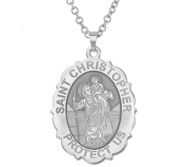 Saint Christopher Scalloped OVAL Religious Medal   EXCLUSIVE 