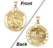 Saint Adjutor Doubles Sided Male Swimmer Round Religious Medal    EXCLUSIVE 