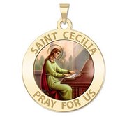 Saint Cecilia Round Religious Medal    Color EXCLUSIVE 