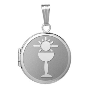 Sterling Silver Round  Picture   Holy Communion  Locket