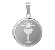 Sterling Silver Round  Picture   Holy Communion  Locket
