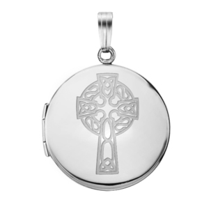 Sterling Silver Round Celtic Cross Picture Locket