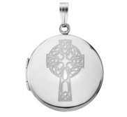 Sterling Silver Round Celtic Cross Picture Locket
